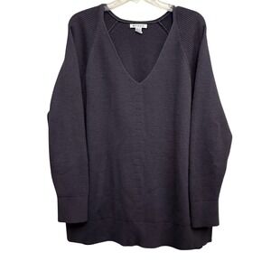 Athleta Womens V-Neck Ribbed Knit Light Purple Sweater - Size 1X